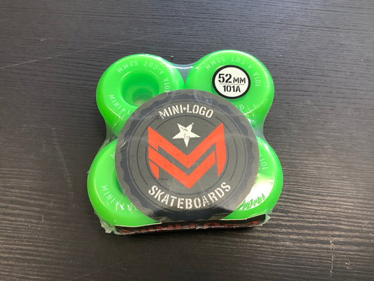Mini Logo 52mm Wheels set A Cut Green 101A