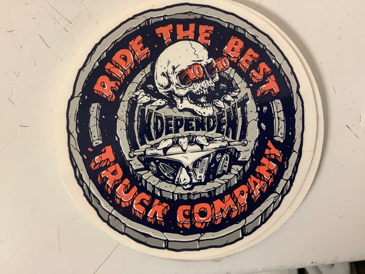 Independent truck company Ride the best 3 1/2” round sticker