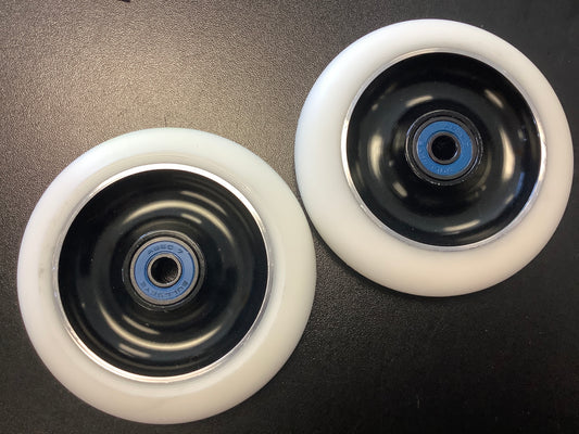 White scooter wheels black hub