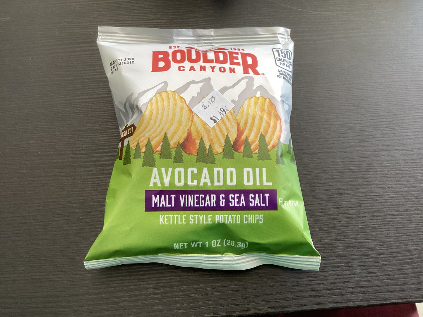 Boulder Canyon 1oz Avocado Oil Malt Vinegar & Sea Salt Kettle Style Potato Chips