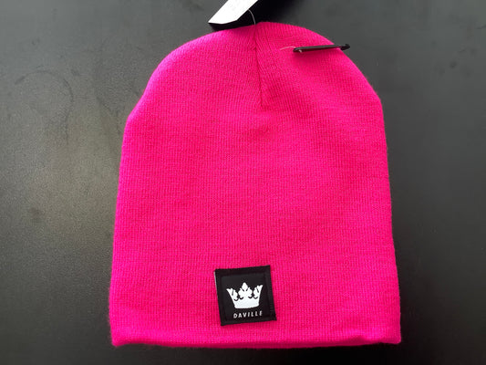 Daville pink crown logo beanie
