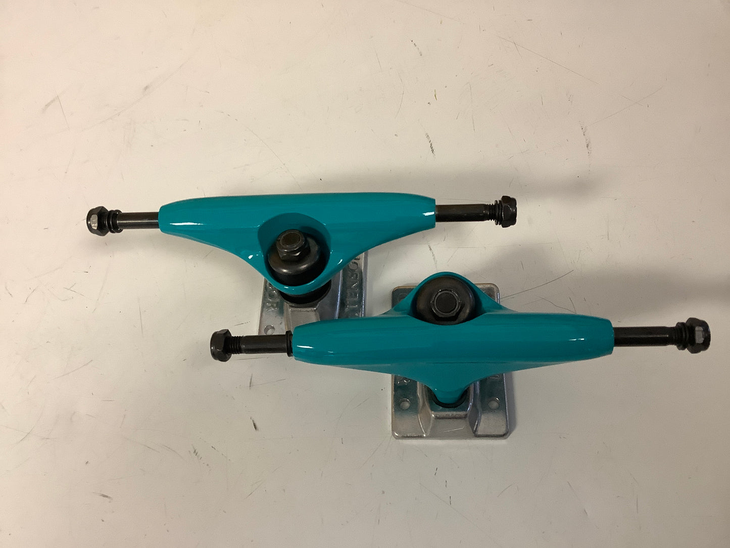 Tensor Trucks 5.0 aqua hangers silver baseplates