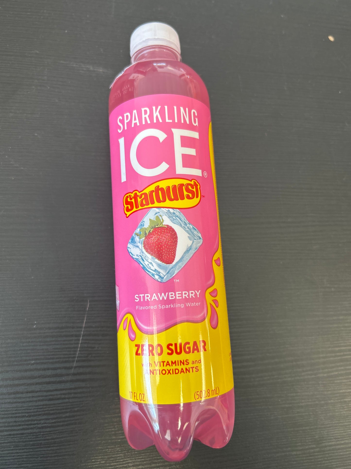 Sparkling ICE Starburst Strawberry Flavored Sparkling Water. 17oz Zero Sugar with vitamins and Antioxidants