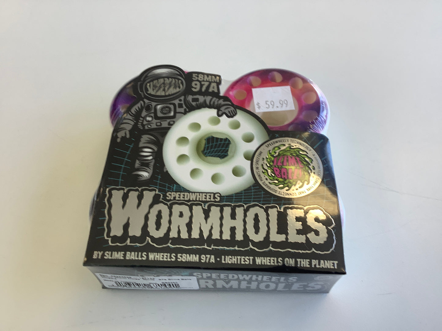 Slime Balls Speedwheels Skateboard Wheels 58mm 97A WORMHOLES White