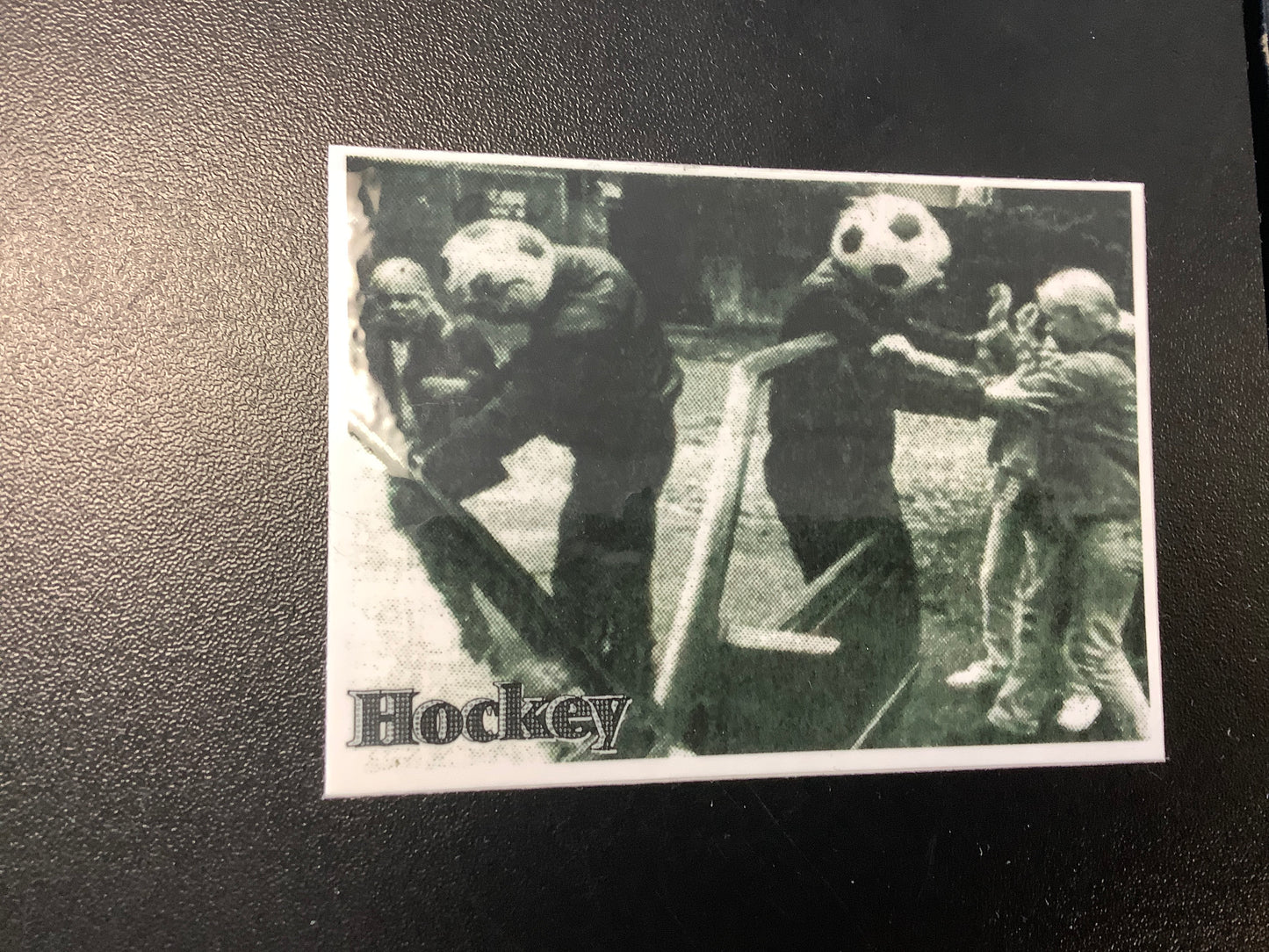 Hockey skateboards soccer ball head photo sticker