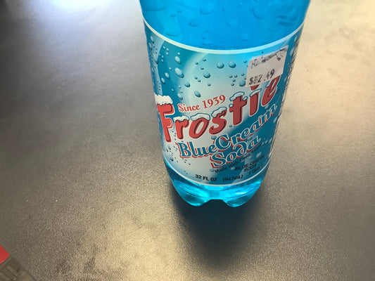 Frostie blue cream soda 1qt plastic bottle