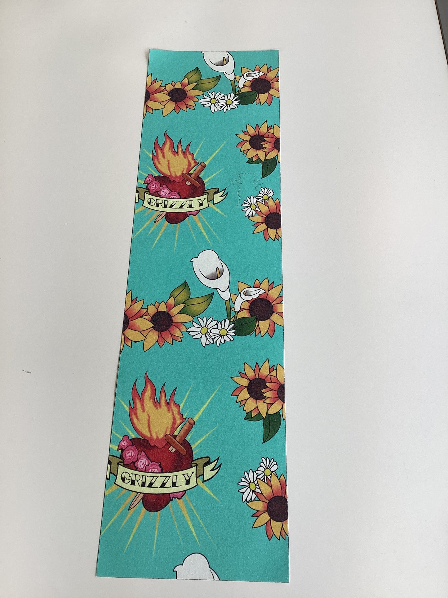 Grizzly Blue Floral Heart Bear Cutout Griptape