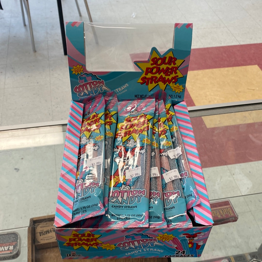 Sour Power Straws candy 1.75oz blue raspberry