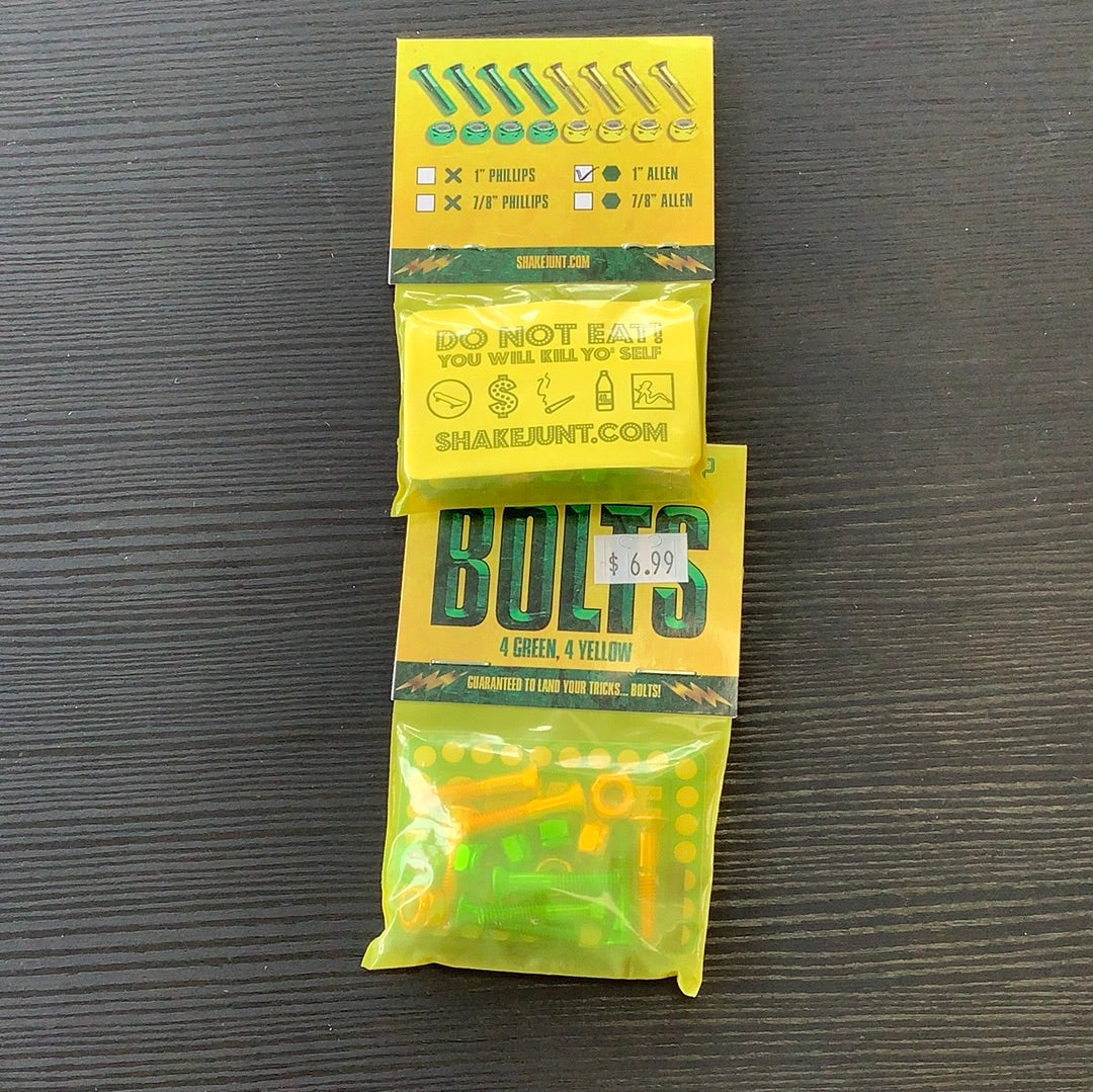 Shake Junt hardware 1” Allen 4 green 4 yellow