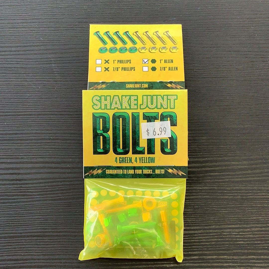 Shake Junt hardware 1” Allen 4 green 4 yellow