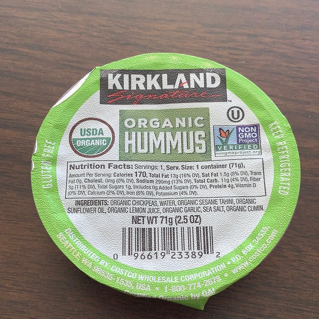 Kirkland hummus organic 2.5oz