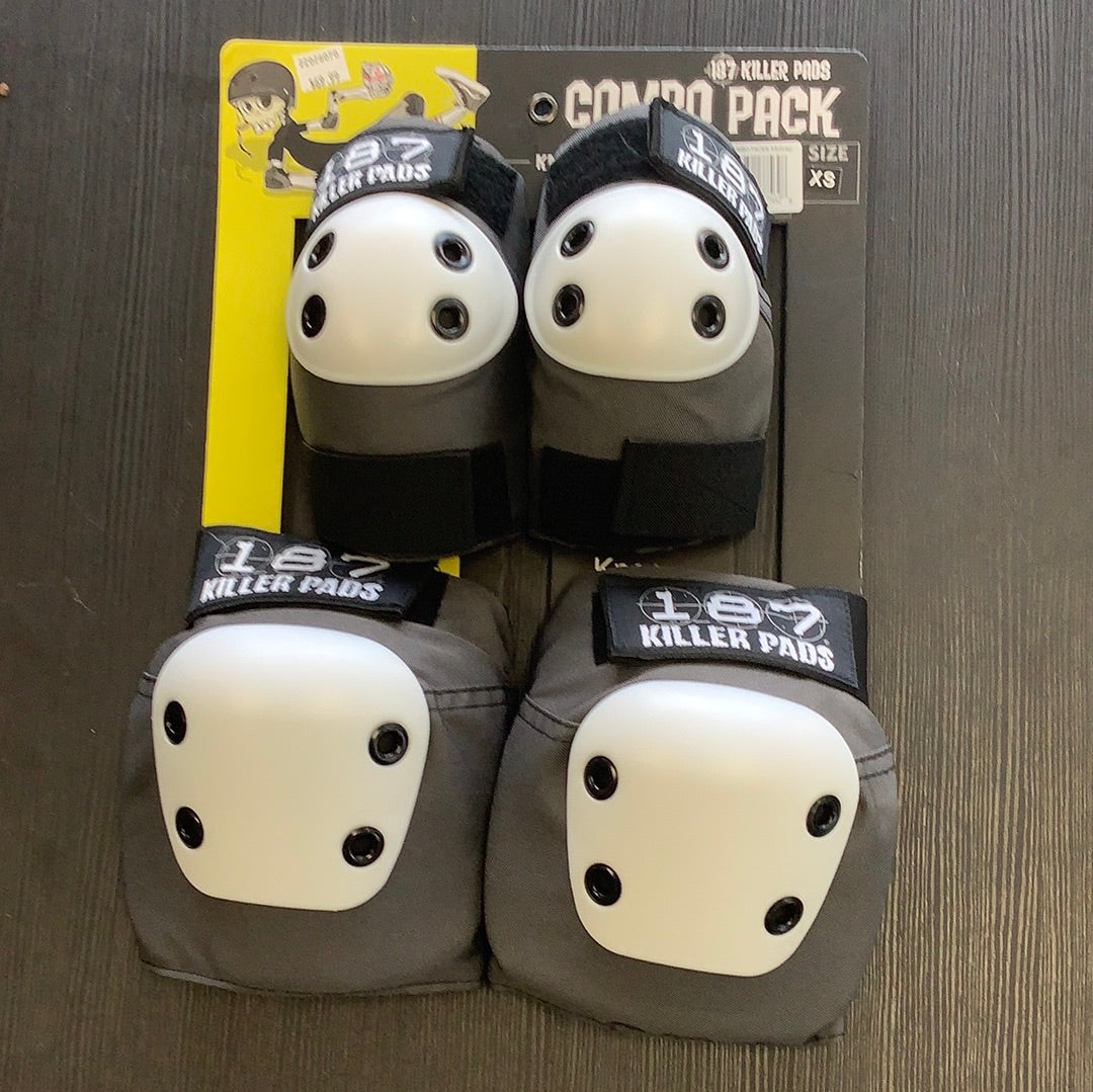 187 combo pad set XS gray/white knee-elbow
