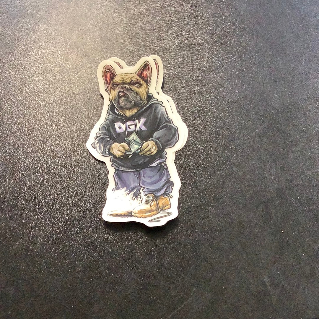 DGK sticker dog in hoodie