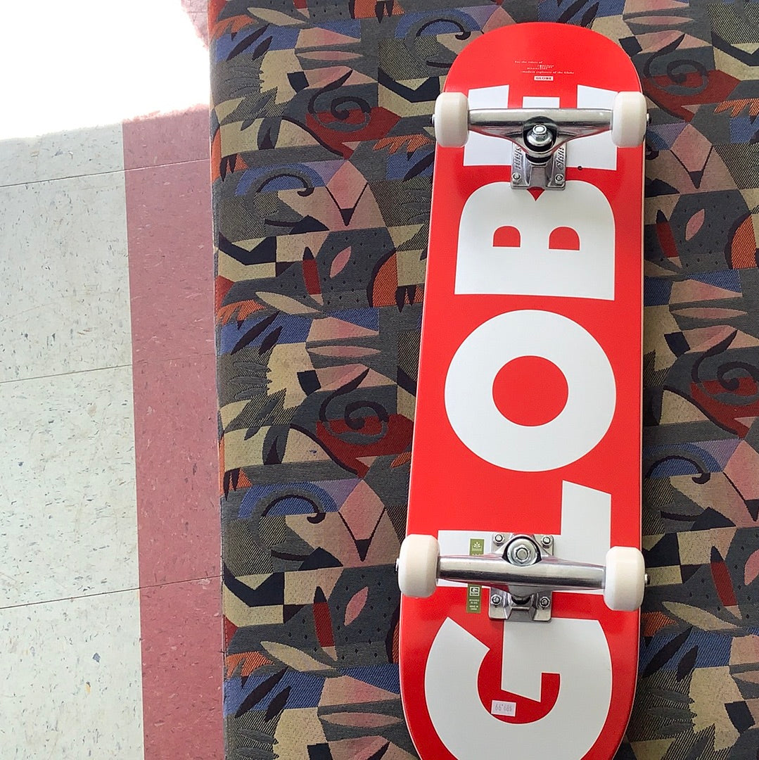 Globe Complete 8.25 Skateboard red board white letters