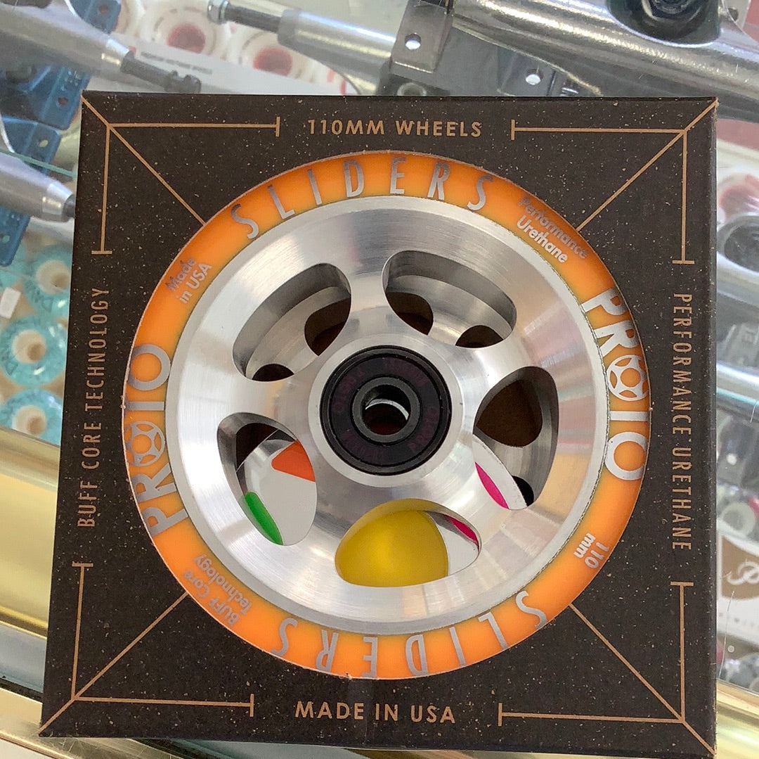 Proto StarBright Sliders 110mm Wheels Neon Orange on Raw