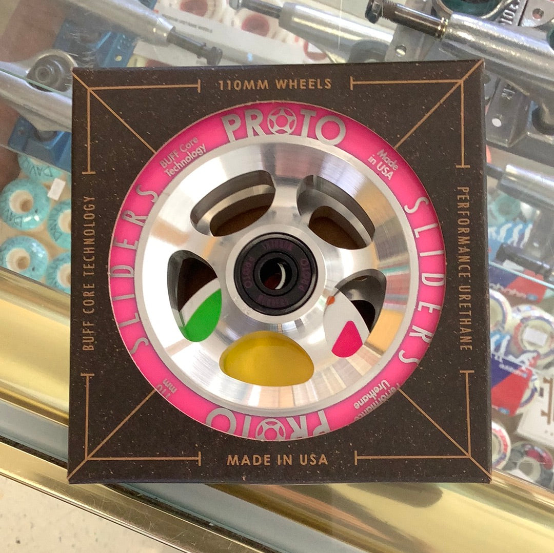 Proto Starbright Sliders Wheels 110mm Neon Pink on Raw