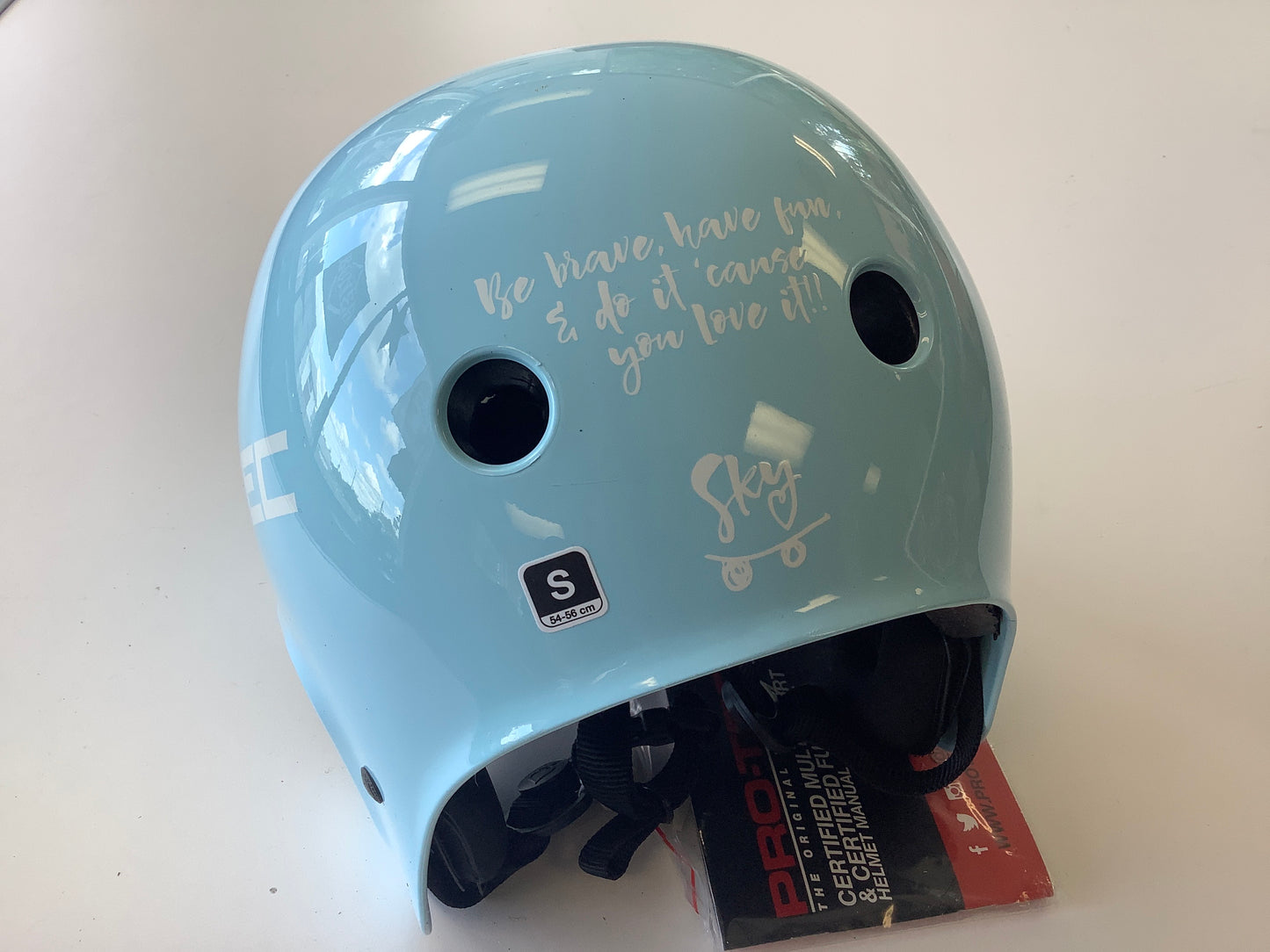 Protec Helmet Full Cut Certified Pro Sky Brown Lite Blue Small