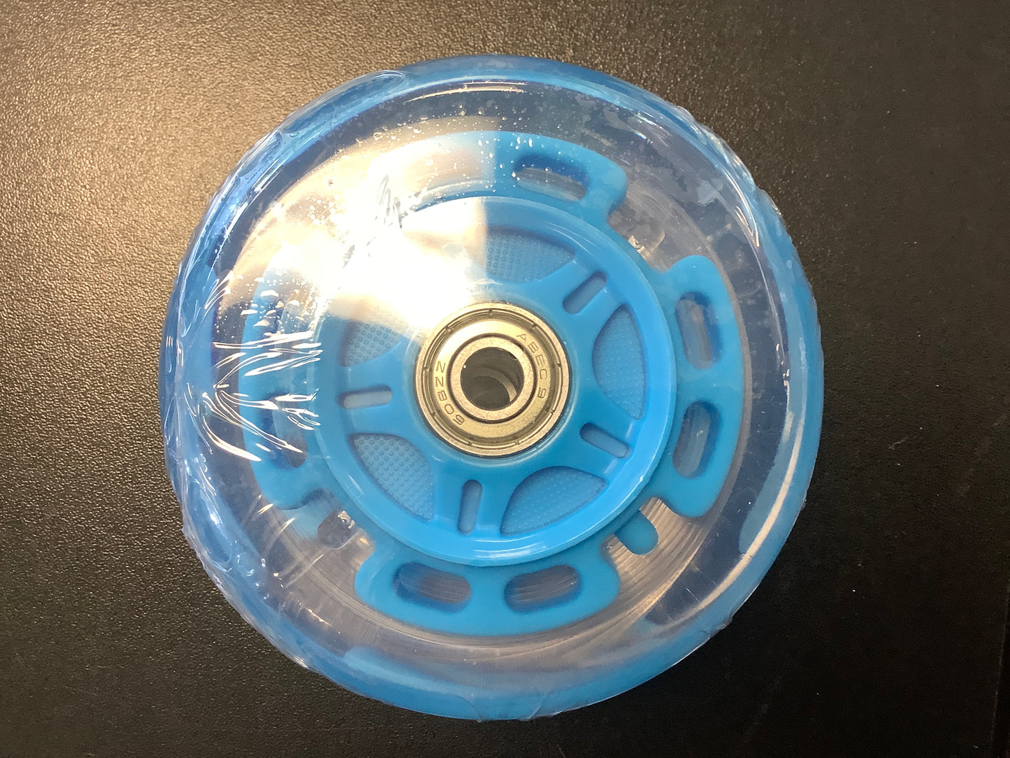 Scooter wheels clear light ups blue hub