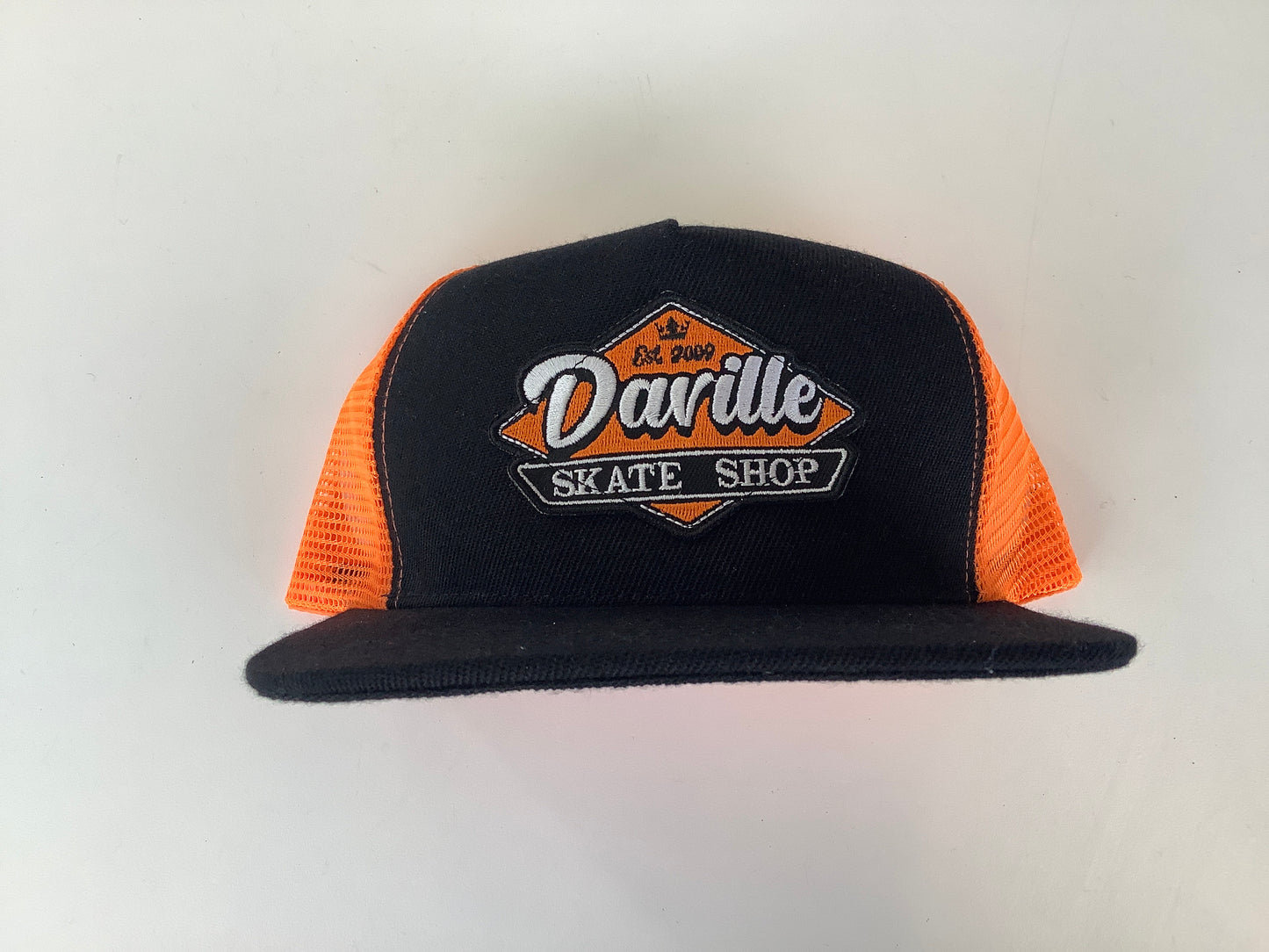 Daville trucker hat black orange