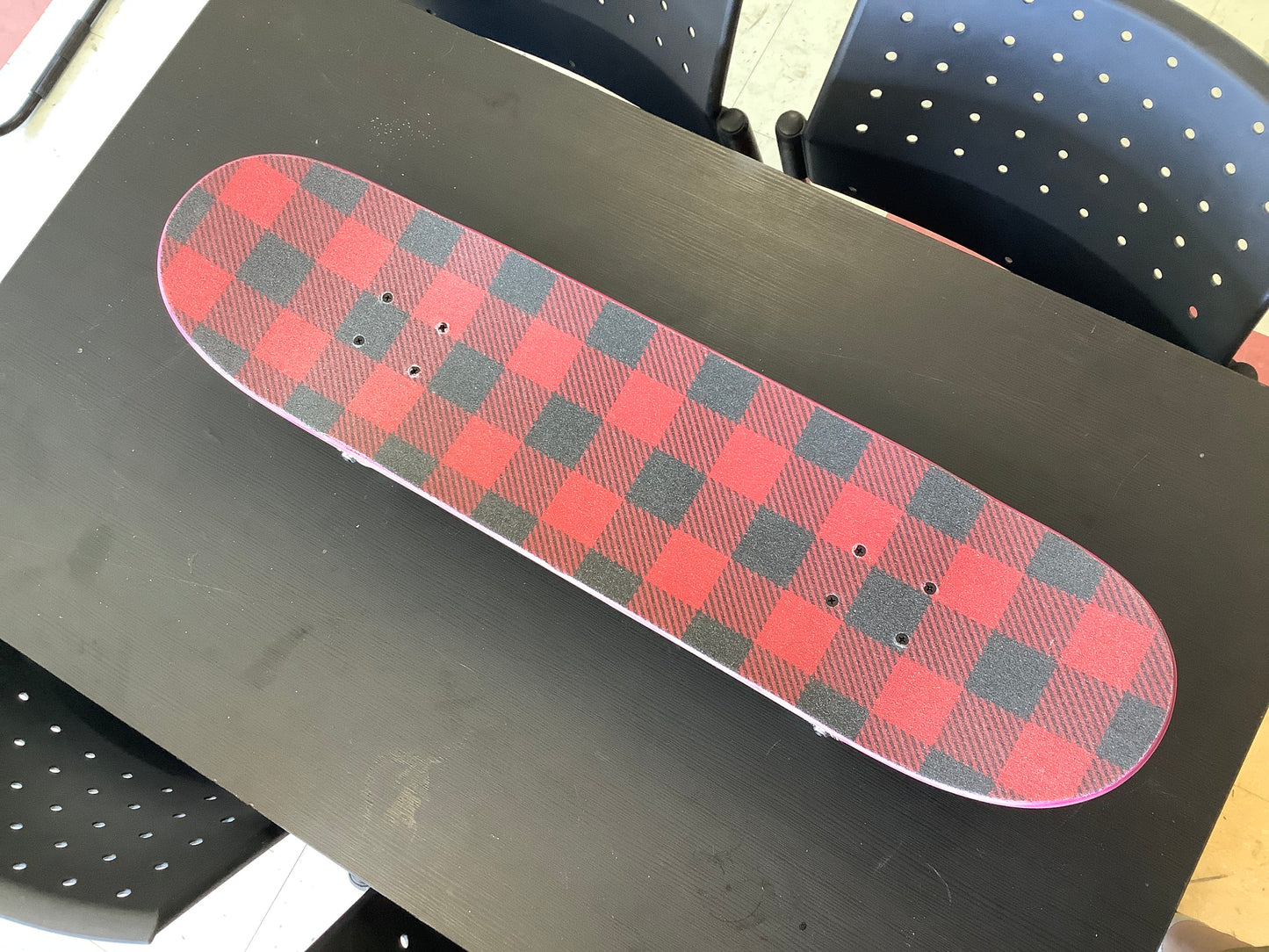 Bland 8.0 complete DSM stain with plaid Mob Grip, Tensor Trucks, Blind Wheels