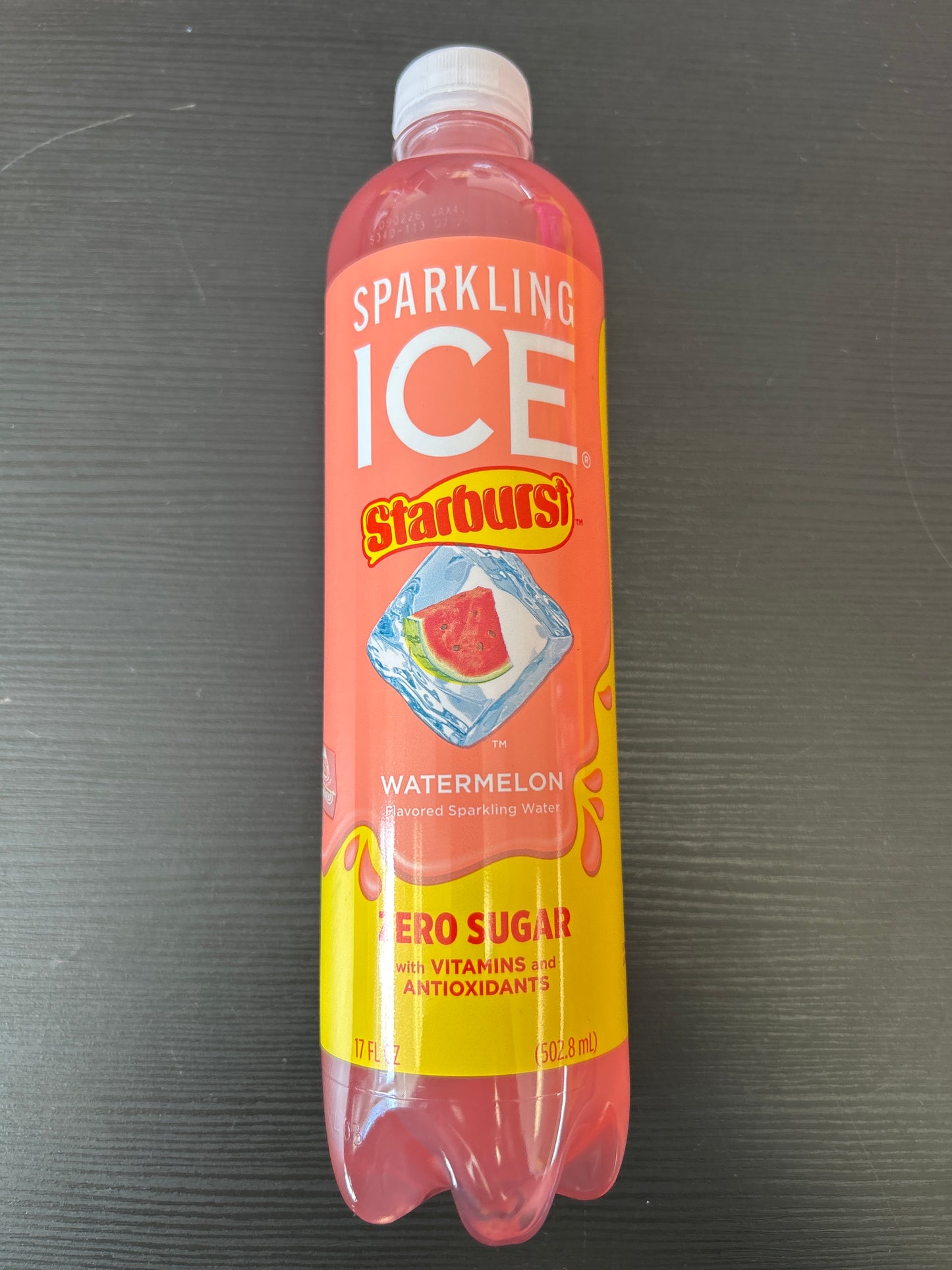 Sparkling ICE Starburst Watermelon Flavored Sparkling Water.  17oz Zero Sugar with vitamins and Antioxidants