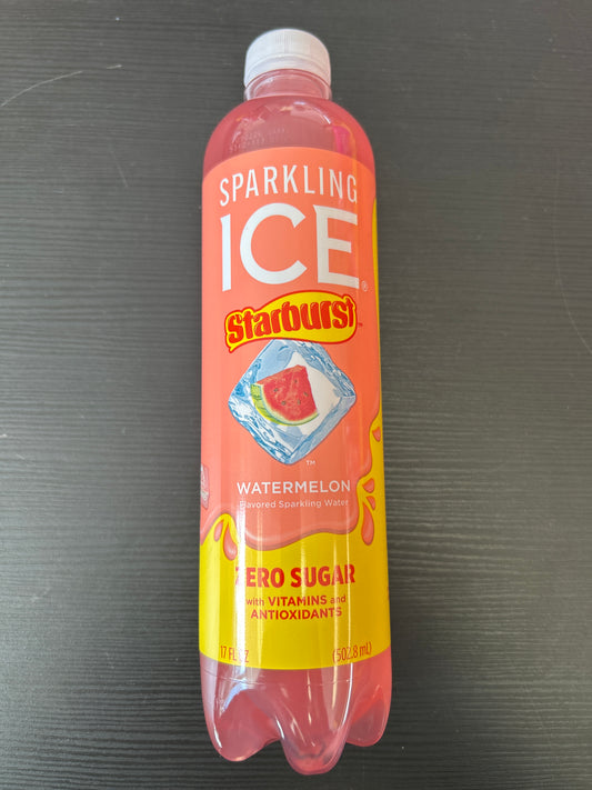 Sparkling ICE Starburst Watermelon Flavored Sparkling Water.  17oz Zero Sugar with vitamins and Antioxidants