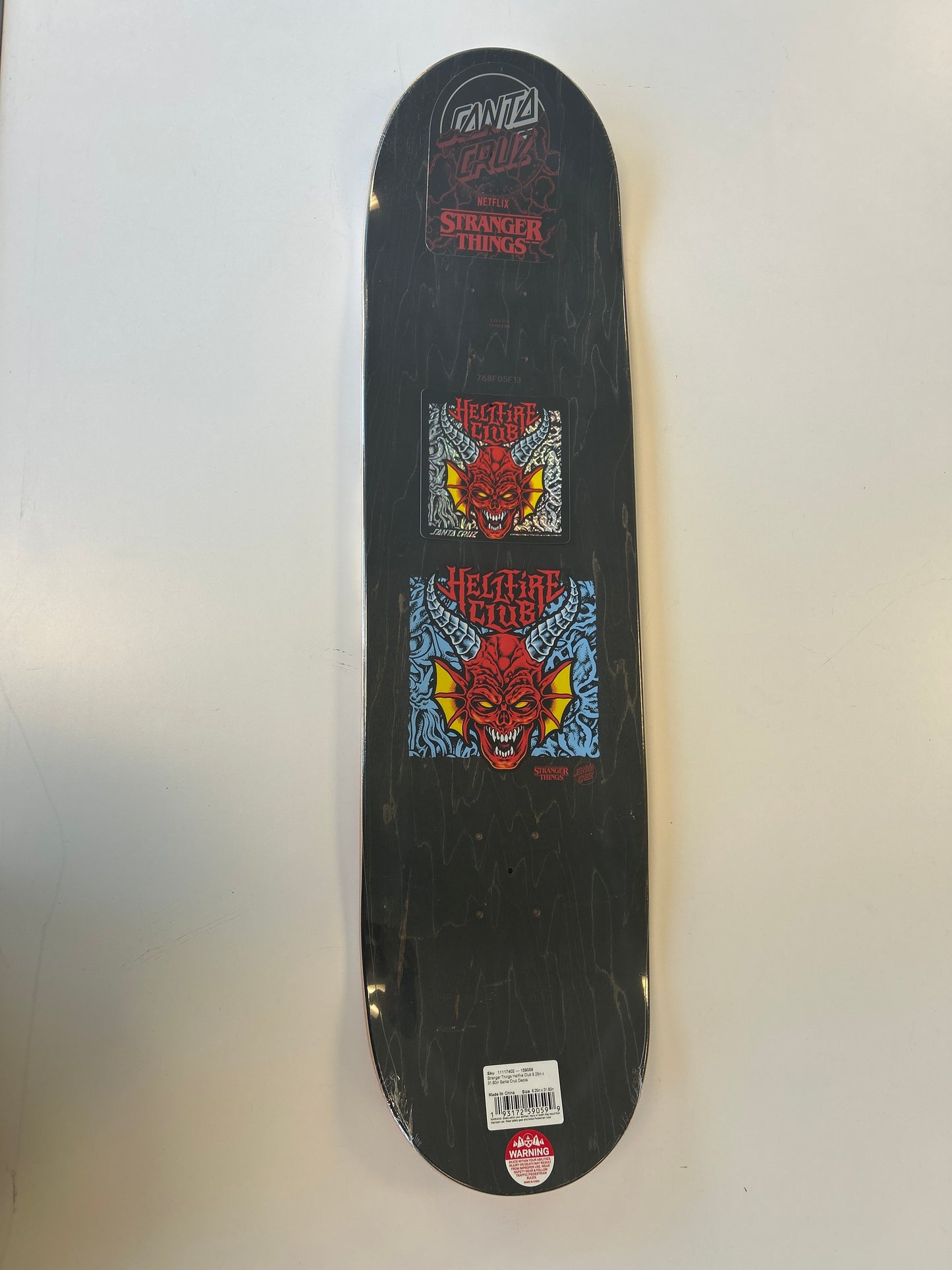 Santa Cruz X Stranger Things 8.25 deck Hellfire Club GLOW IN THE DARK