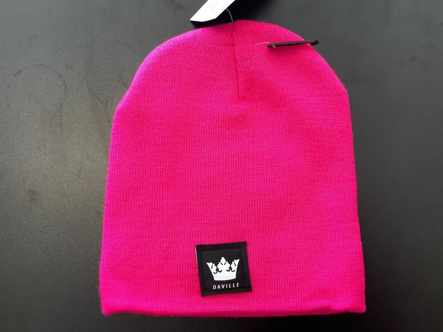 Daville pink crown logo beanie