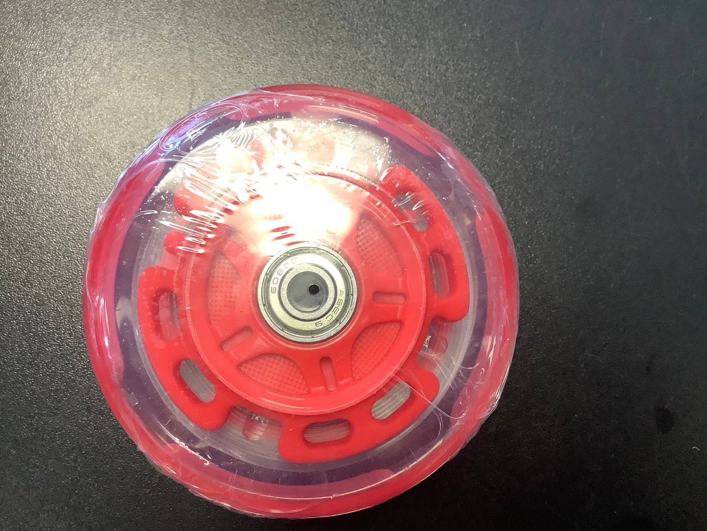 Scooter Wheels clear light ups red hubs