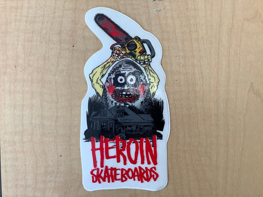 Heroin chainsaw egg sticker 7” X 3”