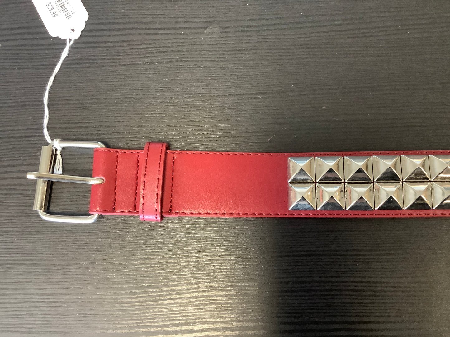 Loosey Maroon leather studded belt