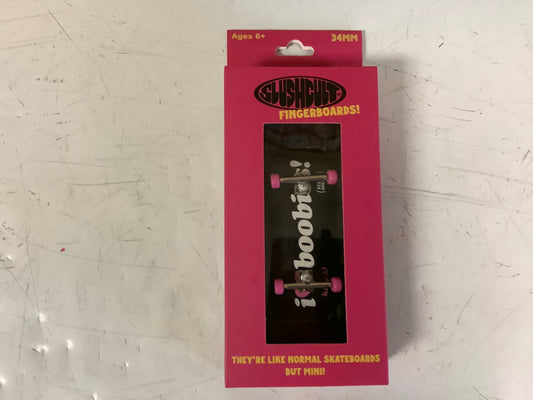 Slushcult complete fingerboard I love boobies graphic