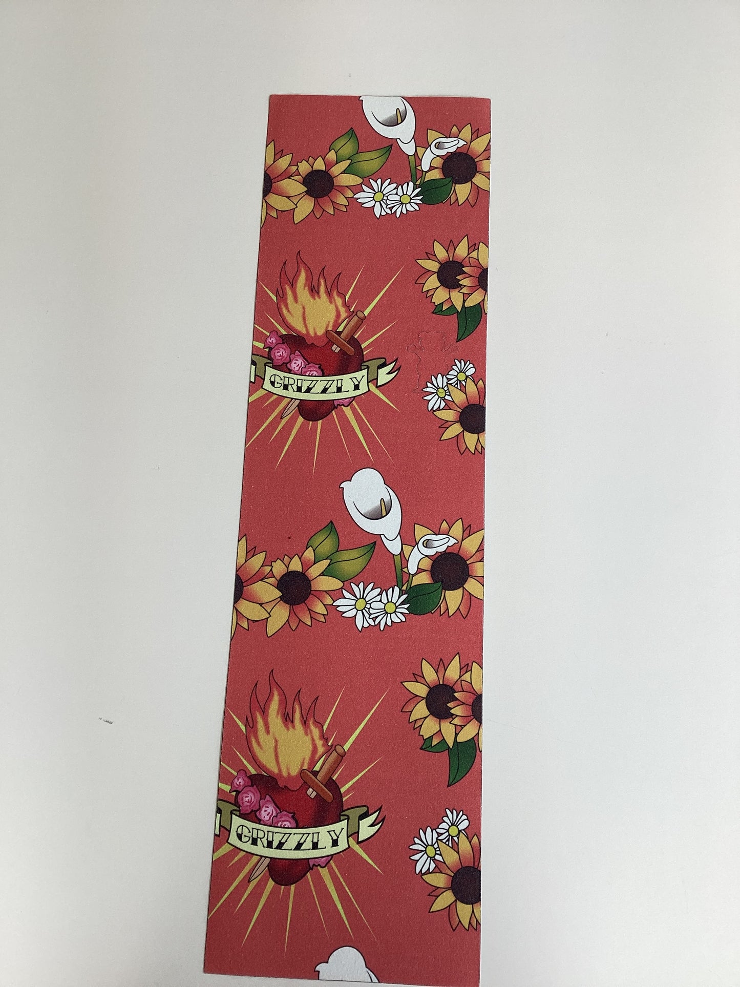 Grizzly Red Floral Heart Bear Cutout Griptape