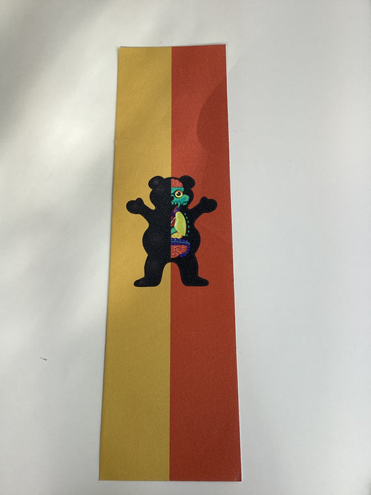 Grizzly Split Colored Anatomical Bear Logo Griptape (Yellow/Orange)