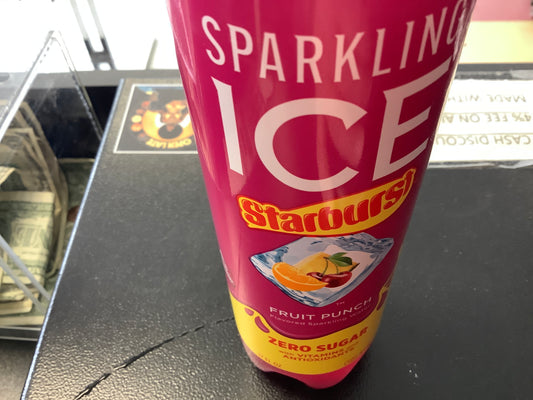 Sparkling ICE Starburst Fruit Punch Flavored Sparkling Water.  17oz Zero Sugar with vitamins and Antioxidants