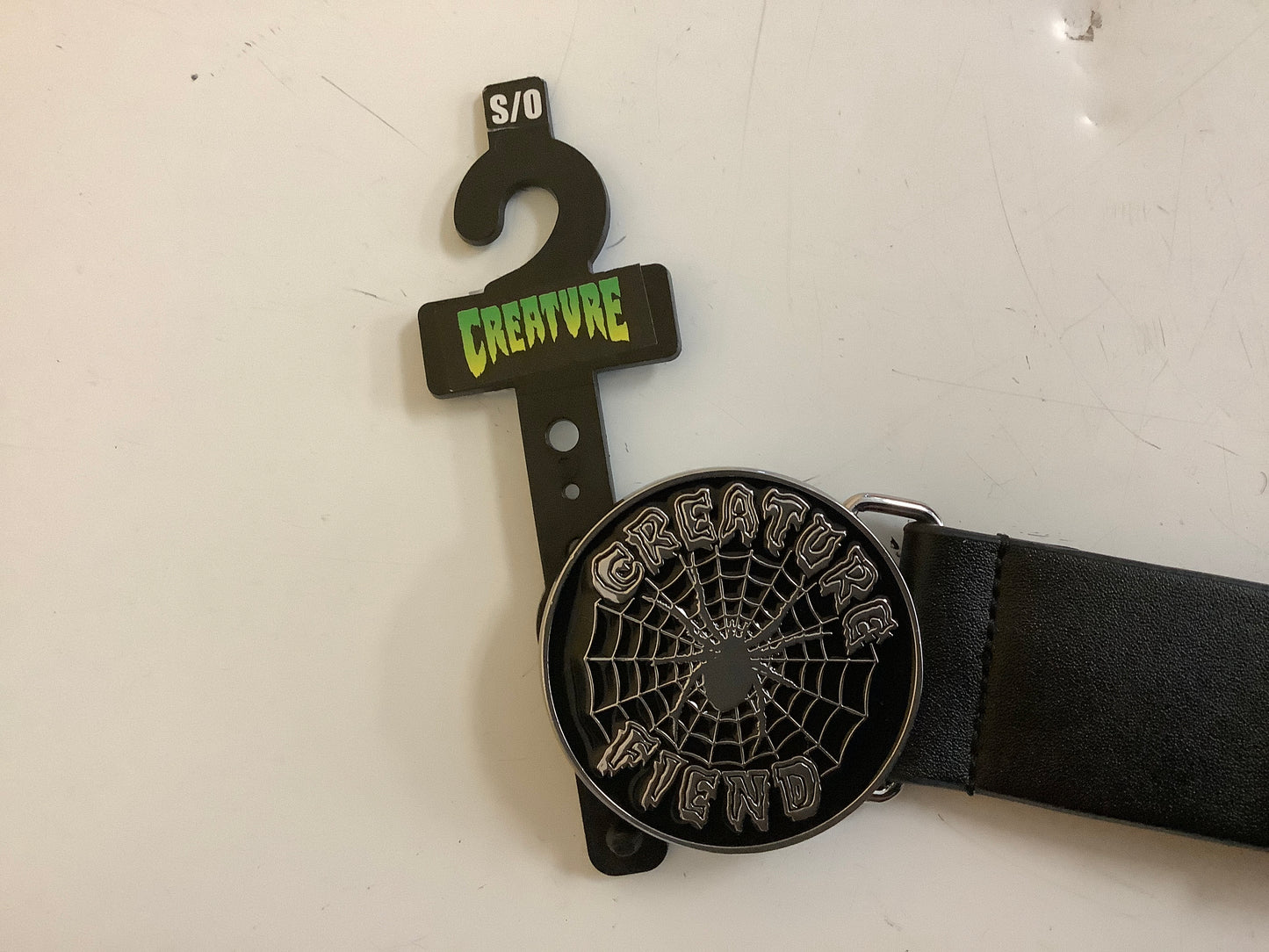 Creature belt leather with silver buckle