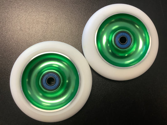White Scooter Wheels green hub