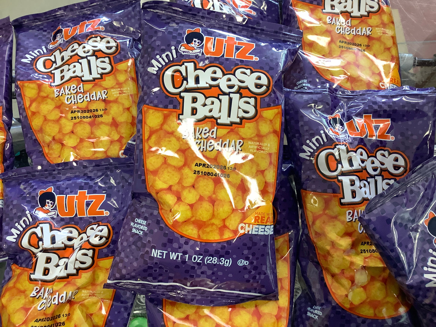 Utz mini cheese balls 1oz baked cheddar