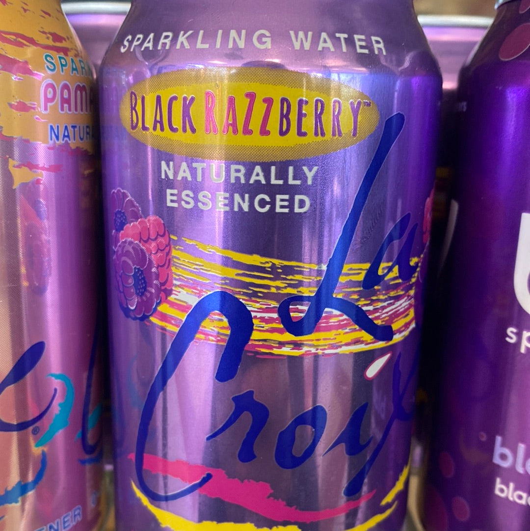 La Croix 12oz can sparkling water black razz berry