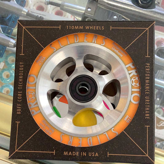 Proto StarBright Sliders 110mm Wheels Neon Orange on Raw