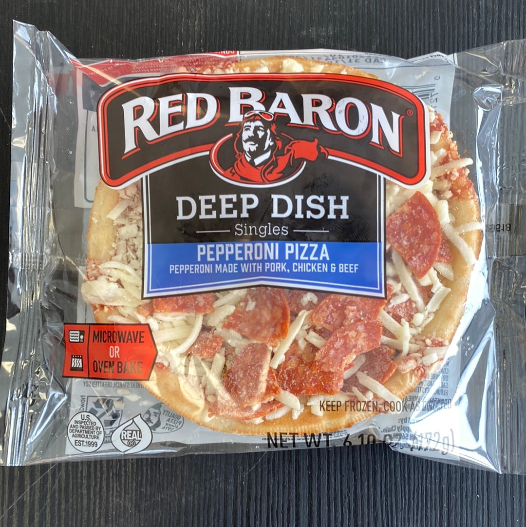 Red Baron pepperoni pizza deep dish