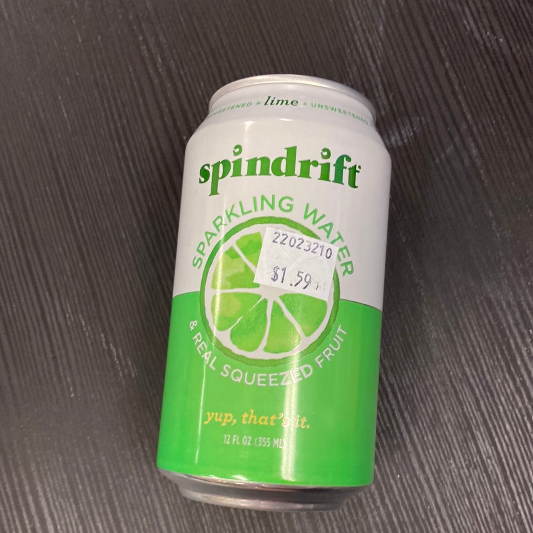 Spindrift sparkling water lime 12oz can